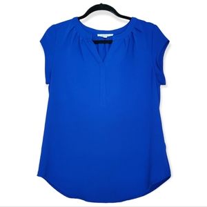 Fun2Fun Walden Split Neck Blue Blouse sz s